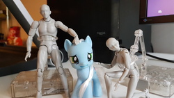 Size: 4032x2268 | Tagged: safe, pony, concerned pony, irl, petting, photo, sh figuarts, toy, worried