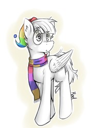 Size: 959x1280 | Tagged: safe, artist:mad-maker-cat, oc, oc only, oc:ander, pegasus, pony, clothes, male, scarf, solo, stallion