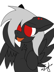 Size: 746x1000 | Tagged: safe, artist:luriel maelstrom, oc, oc only, oc:luriel maelstrom, pony, chest fluff, piercing, pose, signature, simple background, tongue out, white background