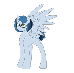 Size: 2804x2753 | Tagged: safe, artist:marukouhai, oc, oc only, oc:serena, pegasus, pony, female, glasses, high res, mare, offspring, parent:rainbow dash, parent:soarin', parents:soarindash, simple background, solo, spread wings, white background, wings