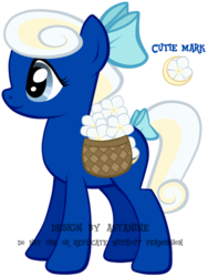 Size: 410x546 | Tagged: safe, artist:petraea, oc, oc only, oc:moon bloom, earth pony, pony, basket, bow, female, flower, hair bow, mare, saddle basket, simple background, solo, tail bow, transparent background, vector