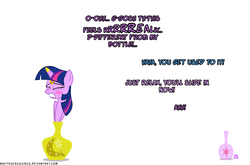 Size: 1050x694 | Tagged: safe, artist:navitaserussirus, twilight sparkle, genie, pony, asktwixiegenies, g4, cropped, suction