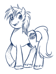 Size: 503x667 | Tagged: safe, artist:heart-of-stitches, oc, oc only, oc:morendo, pony, unicorn, male, monochrome, sketch, solo, stallion