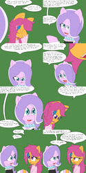 Size: 1600x3200 | Tagged: safe, artist:jake heritagu, diamond tiara, scootaloo, pony, comic:ask motherly scootaloo, g4, clothes, comic, dress, facehoof, hairpin, motherly scootaloo