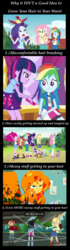 Size: 1143x4096 | Tagged: artist needed, safe, screencap, applejack, fluttershy, pinkie pie, rainbow dash, rarity, sci-twi, spike, spike the regular dog, sunset shimmer, twilight sparkle, bird, dog, human, equestria girls, g4, get the show on the road, legend of everfree - bloopers, my little pony equestria girls, my little pony equestria girls: legend of everfree, my little pony equestria girls: summertime shorts, the art of friendship, brush, bus, camp everfree, canterlot high, comic, converse, freakout, geode of super speed, geode of super strength, humane five, humane seven, humane six, magical geodes, outdoors, paint, painting, rainbow dash is not amused, rapunzel hair, reality ensues, shoes, sunset shimmer is not amused, the rainbooms tour bus, this is our big night, twilight sparkle (alicorn), unamused
