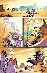 Size: 995x1529 | Tagged: safe, artist:andy price, idw, official comic, capper dapperpaws, chummer, abyssinian, anthro, equestria daily, g4, my little pony: the movie, my little pony: the movie prequel, spoiler:comic, comic, desert, klugetown, lawrence of arabia, male, preview, robes, speech bubble, tired