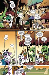 Size: 995x1530 | Tagged: safe, artist:andypriceart, official comic, capper dapperpaws, chummer, observer (g4), abyssinian, dragon, goblin, griffon, lizard, tortoise, anthro, equestria daily, g4, idw, my little pony: the movie, spoiler:comic, spoiler:comic mlp movie prequel, broom, comic, klugetown, klugetowner, male, my little pony: the movie prequel, preview, speech bubble, unnamed character, unnamed dragon, unnamed griffon, unnamed klugetowner