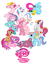 Size: 2646x3435 | Tagged: safe, artist:thelimeofdoom, minty, pinkie pie (g3), rainbow dash (g3), skywishes, sparkleworks, star catcher, sunny daze (g3), sweetberry, thistle whistle, toola-roola, pony, g3, g4, g3 to g4, generation leap, high res