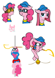 Size: 2296x3264 | Tagged: safe, artist:artgurusauce, pinkie pie, earth pony, pony, g4, crossover, female, goggles, high res, pinkamena diane pie, simple background, sly cooper, solo, white background