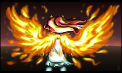 Size: 4398x2640 | Tagged: safe, artist:stormblaze-pegasus, sunset shimmer, equestria girls, g4, my little pony equestria girls: rainbow rocks, my past is not today, clothes, female, fiery shimmer, fiery wings, fire, ponied up, pony ears, rear view, solo, sunset phoenix