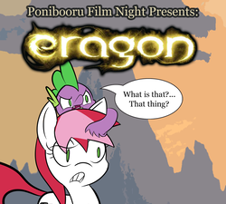 Size: 1000x900 | Tagged: safe, artist:daisyhead, spike, oc, oc:flicker, dragon, ponibooru film night, g4, eragon