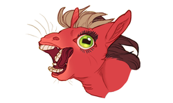 Size: 500x300 | Tagged: safe, artist:jayrockin, oc, oc only, pony, unicorn, tiny sapient ungulates, bust, open mouth, solo, whiskers