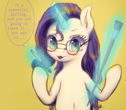 Size: 3802x3313 | Tagged: safe, artist:plotcore, rarity, pony, g4, atg 2017, belly button, dialogue, female, glasses, high res, magic, newbie artist training grounds, paintbrush, solo, tablet pen, telekinesis