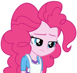 Size: 3731x3534 | Tagged: safe, artist:sketchmcreations, pinkie pie, equestria girls, g4, my little pony equestria girls: summertime shorts, the art of friendship, apron, clothes, disappointed, female, high res, simple background, solo, transparent background, vector