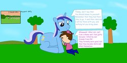 Size: 1024x512 | Tagged: safe, artist:04startycornonline88, minuette, human, pony, unicorn, g4, comforting, female, gravestone, implied death, implied suicide, male, mare, the fairly oddparents, timmy turner, tree