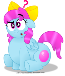 Size: 1024x1188 | Tagged: safe, artist:aleximusprime, oc, oc only, oc:bubble bounce, pegasus, pony, confused, fat, question mark, sitting