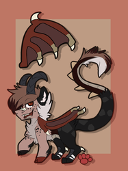 Size: 2329x3121 | Tagged: safe, artist:oddends, oc, oc only, oc:abraxas, cat pony, dracony, hybrid, original species, adoptable, high res, mix