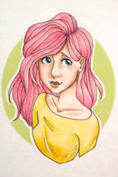 Size: 1184x1773 | Tagged: safe, artist:rdstartie, fluttershy, human, g4, blushing, cute, female, humanized, shyabetes, solo, traditional art