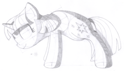 Size: 1824x1050 | Tagged: safe, artist:aafh, twilight sparkle, pony, unicorn, g4, female, monochrome, solo, traditional art