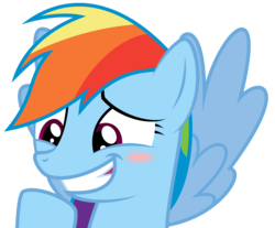 Size: 6045x5000 | Tagged: safe, artist:soren-the-owl, rainbow dash, pegasus, pony, g4, rarity investigates, season 5, absurd resolution, blushing, female, grin, inkscape, mare, ponyscape, simple background, smiling, solo, transparent background, vector