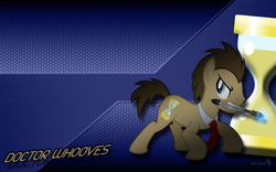 Size: 1920x1200 | Tagged: safe, artist:axlewolf, artist:tygerbug, edit, doctor whooves, time turner, earth pony, pony, g4, crossover, doctor who, male, necktie, solo, sonic screwdriver, stallion, the doctor, wallpaper, wallpaper edit