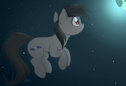 Size: 1500x1024 | Tagged: safe, artist:ncmares, oc, oc only, oc:apogee (viva reverie), earth pony, pony, atg 2017, cute, female, lonely, mare, newbie artist training grounds, planet, satellite, satellite pony, solo, space, stars