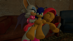Size: 1366x768 | Tagged: safe, artist:migueruchan, babs seed, pony, g4, 3d, crossover, male, rouge the bat, sonic the hedgehog, sonic the hedgehog (series)