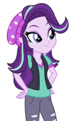 Size: 2560x4176 | Tagged: safe, artist:shing385629, edit, edited screencap, screencap, starlight glimmer, equestria girls, equestria girls specials, g4, my little pony equestria girls: mirror magic, background removed, beanie, clothes, cute, female, hat, high res, not a vector, pants, simple background, smiling, solo, transparent background, upscaled, vest
