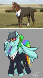 Size: 634x1140 | Tagged: safe, artist:liracrown, edit, rainbow dash, oc, oc:morestead, horse, pony, g4, cigarette, clothes, comparison, fashion, flat cap, fob watch, funny, hat, hilarious, horse-pony interaction, irl, necktie, newsboy hat, peaky blinders, peaky flyers, photo, rainbow dash always dresses in style, razor blade, reference, sketch, smoking, stranger than fiction, style, suit, trenchcoat, tweed, wat