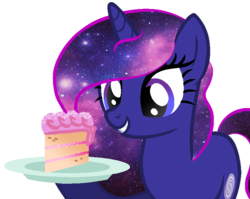 Size: 803x639 | Tagged: safe, artist:duyguusss, oc, oc only, oc:galaxy, pony, unicorn, base used, cake, female, food, galaxy mane, mare, simple background, solo, transparent background