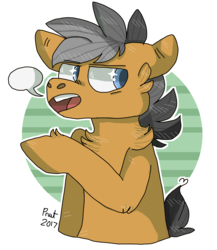 Size: 1286x1484 | Tagged: safe, artist:peanutcat62, quibble pants, earth pony, pony, g4, abstract background, male, simple background, solo, speech bubble, transparent background