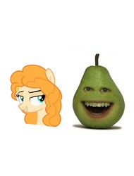 Size: 3106x4096 | Tagged: safe, pear butter, earth pony, pony, g4, annoying orange, food, pear