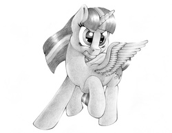 Size: 2892x2248 | Tagged: safe, artist:stallionslaughter, twilight sparkle, alicorn, pony, g4, angry, female, grayscale, gritted teeth, high res, mare, monochrome, raised hoof, simple background, solo, twilight sparkle (alicorn), white background