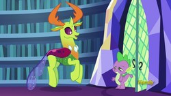 Size: 1920x1080 | Tagged: safe, screencap, spike, thorax, changedling, changeling, dragon, g4, triple threat, king thorax, stoner spike