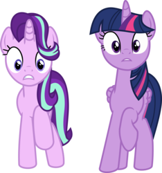 Size: 2809x3000 | Tagged: safe, artist:uponia, starlight glimmer, twilight sparkle, alicorn, pony, fame and misfortune, g4, duo, duo female, female, high res, mare, raised hoof, simple background, transparent background, twilight sparkle (alicorn), vector