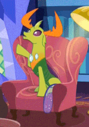 Size: 250x355 | Tagged: safe, screencap, thorax, changedling, changeling, g4, triple threat, animated, cute, gif, king thorax, king thorax the fabulous, male, pose, solo, stretching, thorabetes