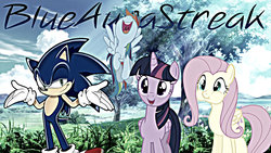 Size: 1280x720 | Tagged: safe, artist:blueaurastreakarts, fluttershy, rainbow dash, twilight sparkle, alicorn, pony, g4, crossover, male, sonic the hedgehog, sonic the hedgehog (series), twilight sparkle (alicorn)