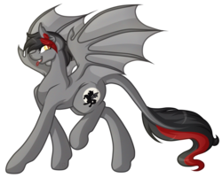 Size: 5657x4553 | Tagged: safe, artist:amazing-artsong, oc, oc only, oc:silhouette, oc:silhouette umbrawing, bat pony, pony, absurd resolution, commission, female, mare, raised leg, simple background, solo, spread wings, transparent background, walking, wings