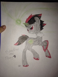Size: 2448x3264 | Tagged: safe, artist:emenarartstudios, human, pony, hand, high res, irl, irl human, male, photo, ponified, shadow the hedgehog, solo, sonic the hedgehog, sonic the hedgehog (series), traditional art