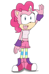 Size: 1000x1500 | Tagged: safe, artist:emenarartstudios, pinkie pie, earth pony, anthro, plantigrade anthro, g4, female, male, simple background, solo, sonic the hedgehog, sonic the hedgehog (series), sonicified, transparent background