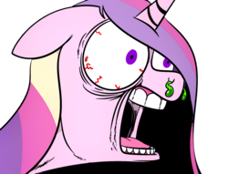 Size: 1800x1376 | Tagged: safe, artist:mr square, princess cadance, alicorn, pony, g4, bloodshot eyes, bust, colored, female, floppy ears, head, one piece, open mouth, portrait, simple background, snot, solo, transparent background