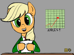 Size: 1108x827 | Tagged: safe, artist:mr square, artist:tex edits, color edit, edit, applejack, earth pony, pony, g4, clothes, colored, female, necktie, news, solo, suit