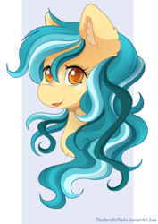 Size: 1000x1411 | Tagged: safe, artist:thenornonthego, oc, oc only, oc:wave, pony, bust, female, looking at you, mare, smiling, solo