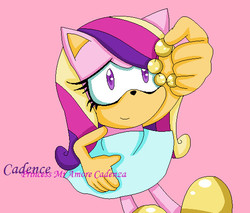 Size: 564x480 | Tagged: safe, artist:lizethehedgehog, princess cadance, anthro, g4, female, solo, sonic the hedgehog (series), sonicified
