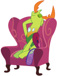 Size: 5890x7816 | Tagged: safe, artist:pink1ejack, thorax, changedling, changeling, g4, triple threat, absurd resolution, chair, cute, eyes closed, king thorax, king thorax the fabulous, male, relaxing, simple background, smiling, solo, transparent background, vector