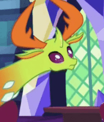 Size: 350x408 | Tagged: safe, edit, edited screencap, editor:binkyt11, screencap, thorax, changedling, changeling, g4, triple threat, animated, come at me bro, depthy, gif, gif party, headbob, king thorax, long neck, male, meme, necc, party in the comments, solo, u wot m8