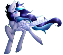 Size: 1600x1389 | Tagged: safe, artist:wasatgemini, oc, oc only, oc:neon nightcore, pegasus, pony, female, large wings, mare, raised hoof, simple background, solo, transparent background, walking, wings