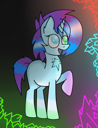 Size: 515x667 | Tagged: safe, artist:luriel maelstrom, oc, oc only, pony, unicorn, chest fluff, crystal, digital art, heterochromia, shiny, smiling, solo