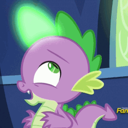 Size: 800x800 | Tagged: safe, screencap, spike, dragon, g4, triple threat, animated, discovery family logo, gif, glowing frill, male, nervous, solo, worried