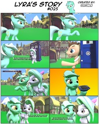 Size: 3928x4932 | Tagged: safe, artist:goatcanon, berry punch, berryshine, doctor whooves, flitter, lyra heartstrings, pinkie pie, rainbow dash, time turner, earth pony, pony, comic:lyra's story, g4, 3d, comic, crossover, doctor who, gameboy advance, source filmmaker, tardis